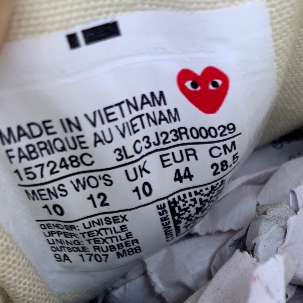 Mens size 10 Converse Comme Des Garcons polka dot print low top CDG chuck taylor - Picture 2 of 10